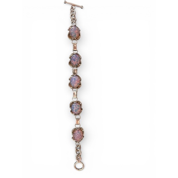 Unbranded Fire Opal Link Bracelet Women OS Pink Silver Excellent Mexico 925